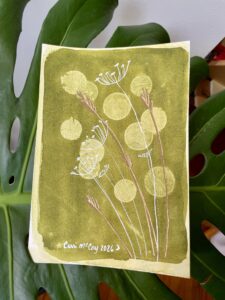 water colour painting of flowers in green